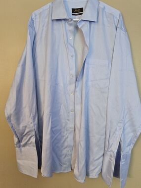 Tasso Elba Long-Sleeve Light Blue Stripe Dress Shirt - Stafford